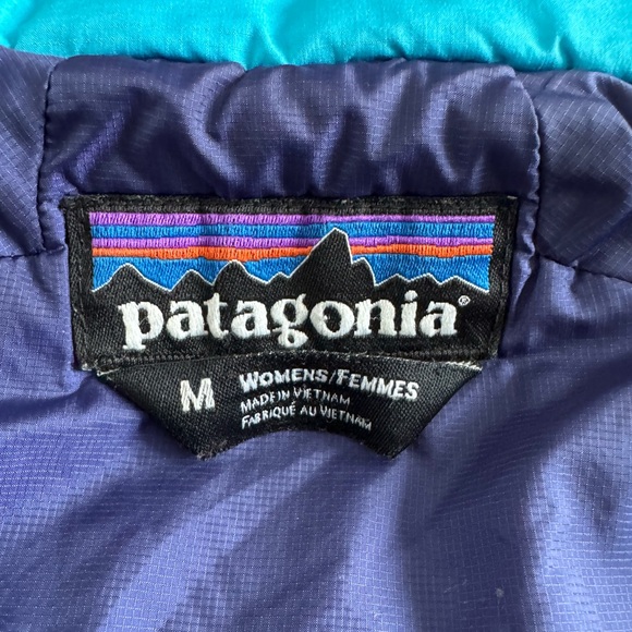Patagonia Packable Puffer Jacket Outdoor Gorpcore Hiking Travel Turquoise Blue M - Picture 4 of 13